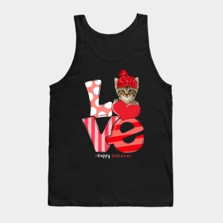 Love Valentine Cat Happy Valentine's Day Cat Lovers Tank Top